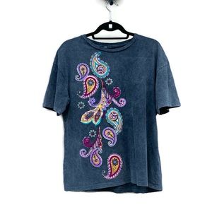 Zara Gray Paisley Print Short Sleeve Shirt